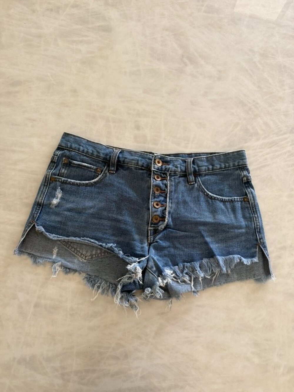 Free People Distressed Denim Shorts